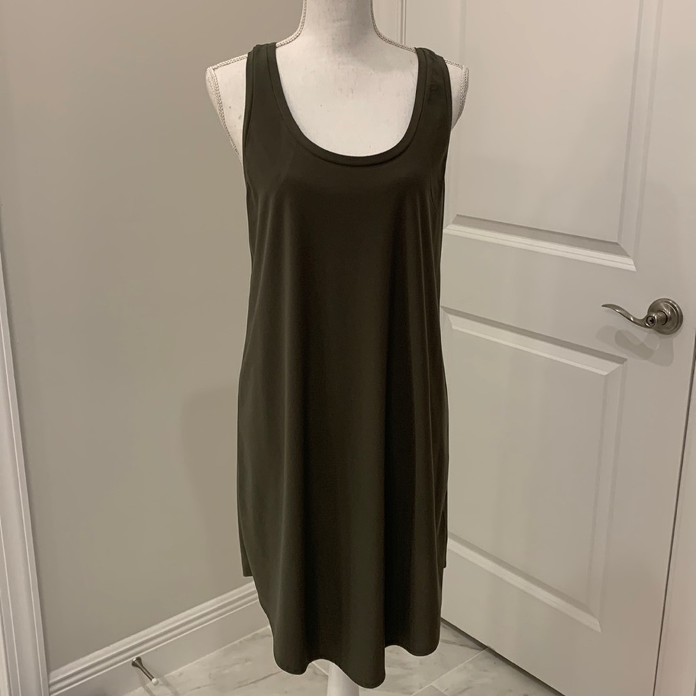 Leith tank dress razorback style and olive size L
